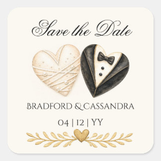 Sticker Carré Cadeau de mariage souvenir Save the Date mariée ma