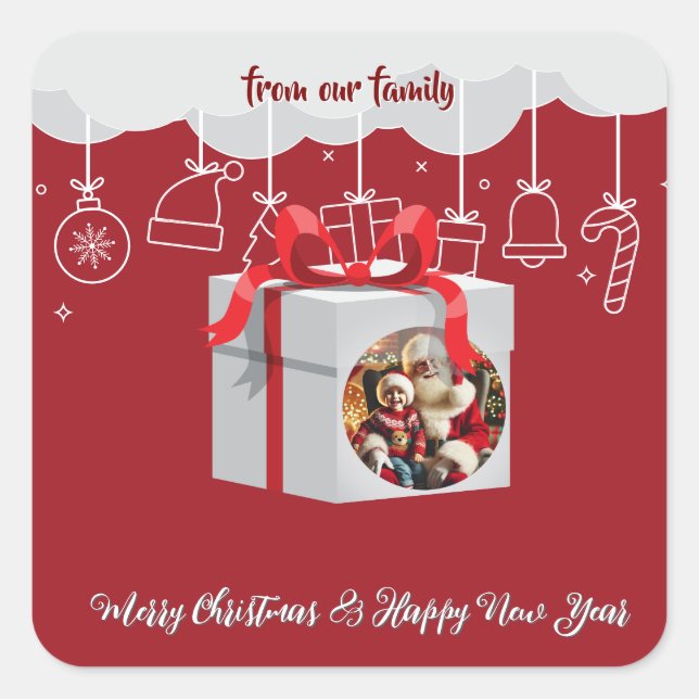 Sticker Carré cadeau de Noël (Devant)