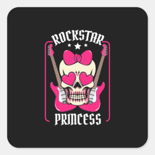 Sticker Carré Cadeau de Noël   Rokstar Princess Skull