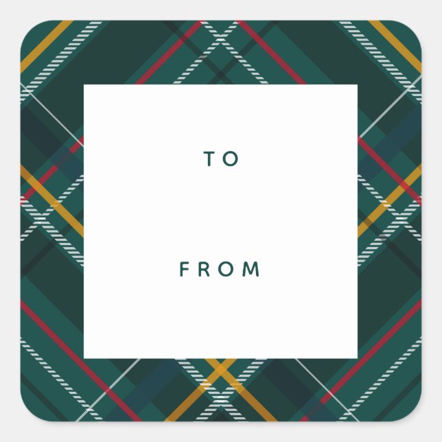 Sticker Carré Cadeau de Noël vert de vacances à (Devant)