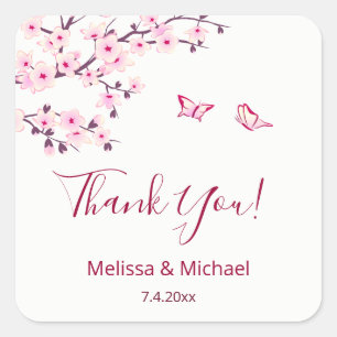 Sticker Carré Cadeau de remerciement de mariage pour la floraiso