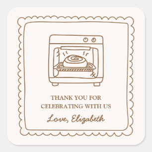 Sticker Carré Cadeau de remerciement pour Baby Shower Bun in the
