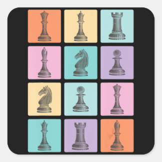 Sticker Carré Cadeau d'échecs | J'Aime Vraiment Les Pièces D'Éch