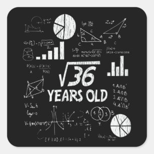 Sticker Carré Cadeau drôle de 6e anniversaire de maths pour les