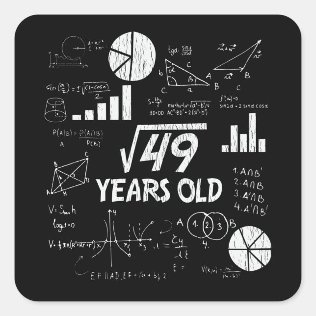 Sticker Carré Cadeau drôle de 7e anniversaire de nerd de maths r (Devant)