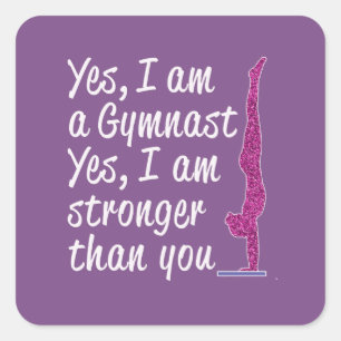 Sticker Carré Cadeau drôle de gymnastique de filles oui je suis