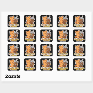 Sticker Carré Cadeau drôle pour amateur de café glacé
