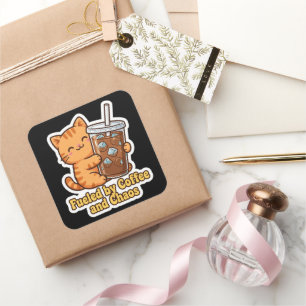 Sticker Carré Cadeau drôle pour amateur de café glacé