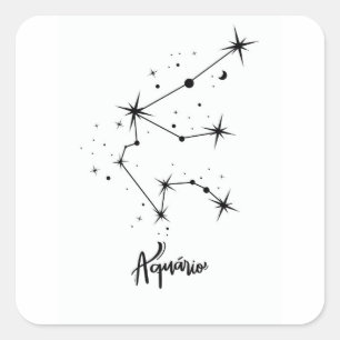 Sticker Carré Cadeau du signe du zodiaque Verseau, astrologie de
