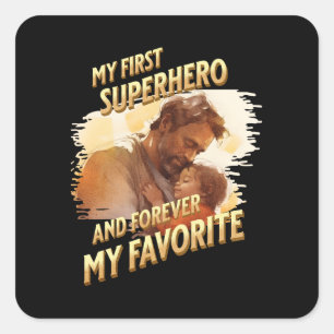 Sticker Carré Cadeau fête des pères   Mon premier super-héros