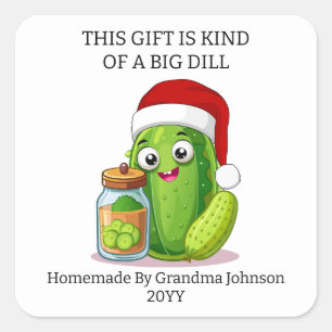 Sticker Carré Cadeau gros cornichon de Noël