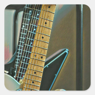 Sticker Carré cadeau guitare pour fête des pères