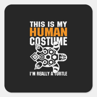 Sticker Carré Cadeau Halloween Ceci Est Mon Costume Humain