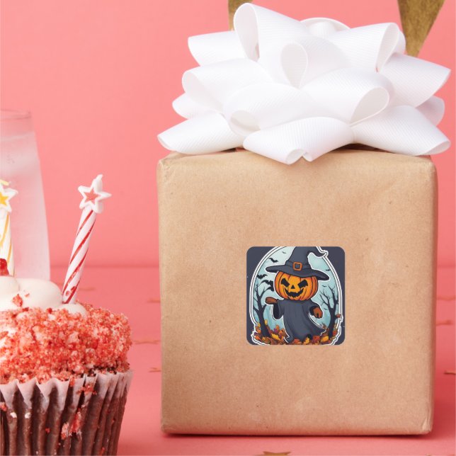 STICKER CARRÉ CADEAU HELLOWEEN (Fête)