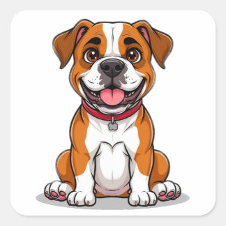 Sticker Carré Cadeau Idéal pour l'Amant de Bulldog Américain Chi