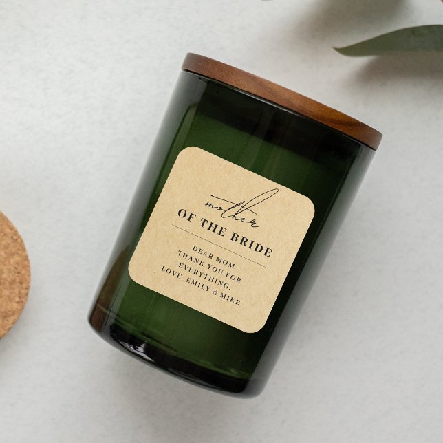 Sticker Carré Cadeau Kraft Moderne pour la Mère de la Mariée (Créateur téléchargé)