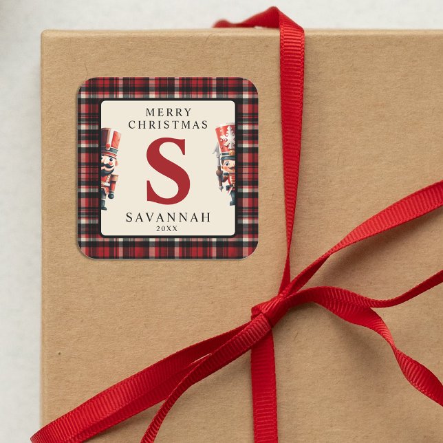 Sticker Carré Cadeau Monogram Christmas Nutcracker (Créateur téléchargé)