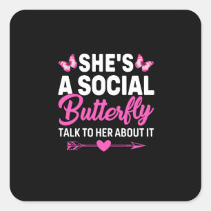 Sticker Carré Cadeau Papillon Elle Est Un Papillon Social