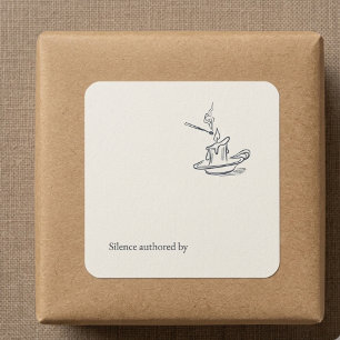 Sticker Carré Cadeau personnalisé pour introverti Art linéaire m