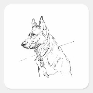 Sticker Carré Cadeau pour amateur de chiens, Berger Allemand