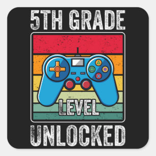 Sticker Carré Cadeau pour élève de cinquième avec jeu vidéo débl