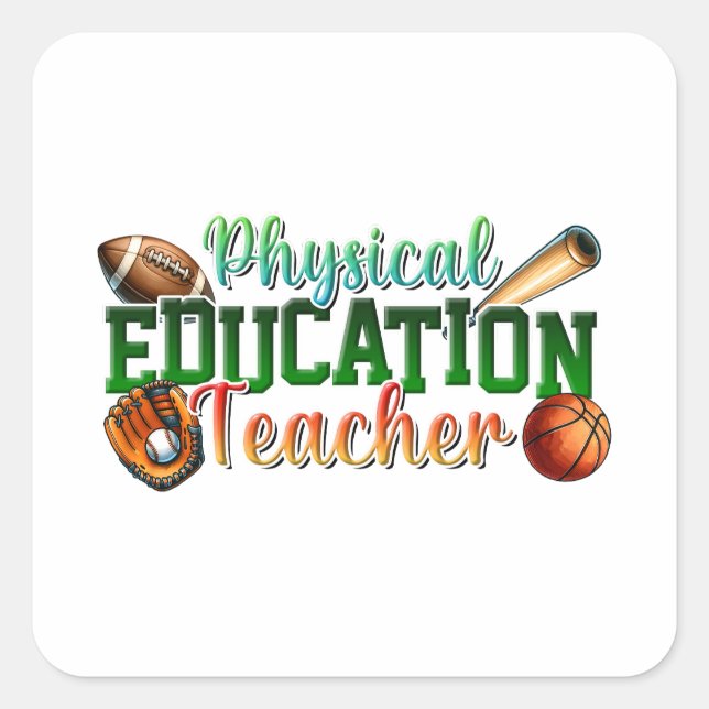 Sticker Carré Cadeau pour enseignant | Professeur d'éducation ph (Devant)