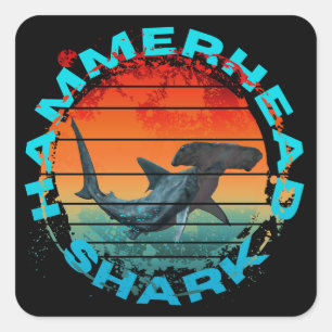 Sticker Carré Cadeau pour les pêcheurs de requins marteaux amate