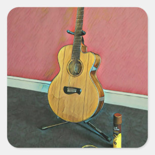Sticker Carré Cadeau pour musicien guitariste