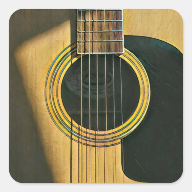 Sticker Carré Cadeau pour musicien guitariste (Devant)