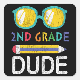 Sticker Carré Cadeau pour un élève de 2e année pour la rentrée d