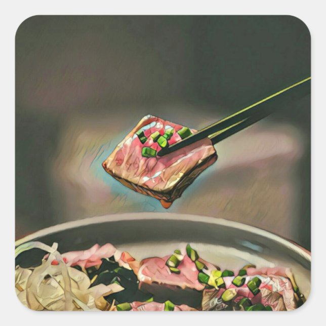 Sticker Carré cadeau sushi cool (Devant)