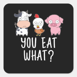 Sticker Carré Cadeau végétarien Cadeaux végétariens Plante Funny