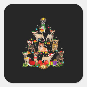 Sticker Carré Cadeaux Amoureux de les chiens Chihuahua Arbre Lum