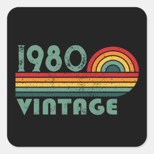 Sticker Carré Cadeaux d'anniversaire vintages personnalisés