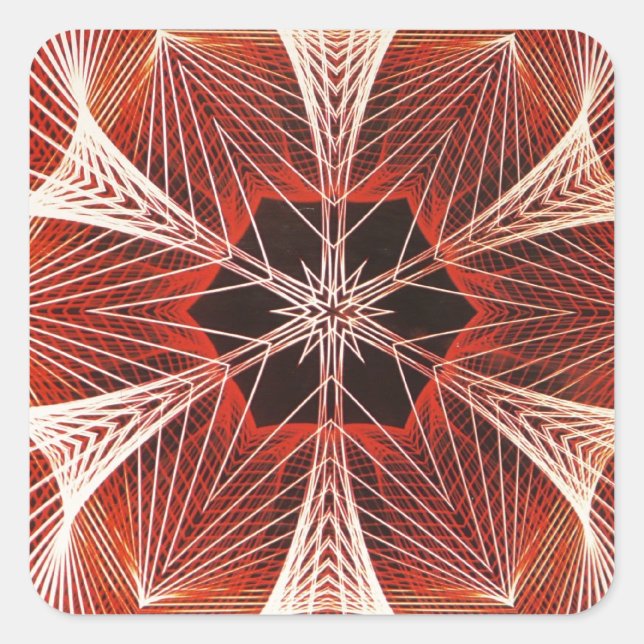 Sticker Carré Cadeaux d'art fractal en ligne Red et White Spider (Devant)