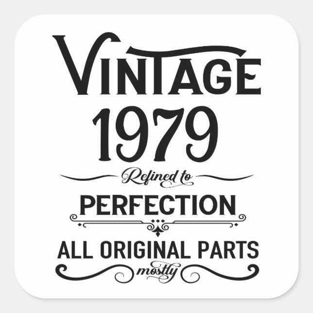 Sticker Carré Cadeaux de 45e anniversaire vintages personnalisés (Devant)