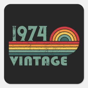 Sticker Carré Cadeaux de 50e anniversaire vintages personnalisés