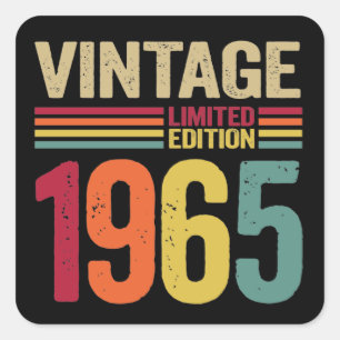Sticker Carré Cadeaux de 57 ans Vintage 1965 57e cadeau d'annive