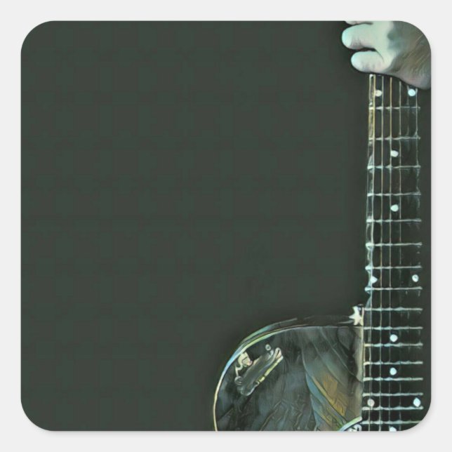 Sticker Carré Cadeaux de basse guitariste (Devant)