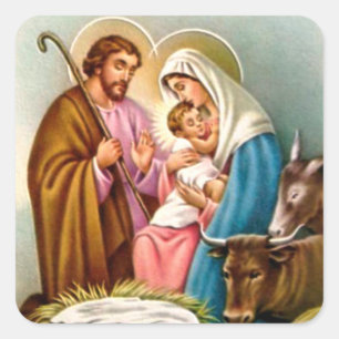 Sticker Carré Cadeaux de crèches pour Noël