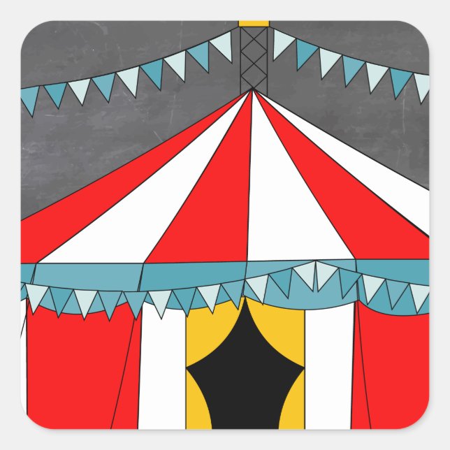 Sticker Carré Cadeaux de fête de cirque (Devant)