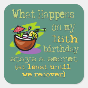 Sticker Carré Cadeaux de fête du 18e anniversaire