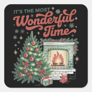 Sticker Carré Cadeaux de Noël C'est la période la plus merveille
