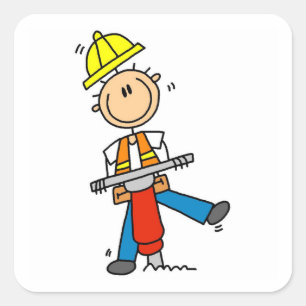 Sticker Carré Cadeaux de travailleur du bâtiment avec marteau-pi