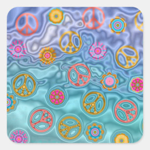 Sticker Carré Cadeaux de vêtements Vagues Océaniques Paisibles R