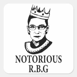 Sticker Carré Cadeaux féministes, Ruth Bader Ginsburg, célèbre R