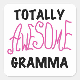 Sticker Carré Cadeaux Gramma Rose entièrement génial