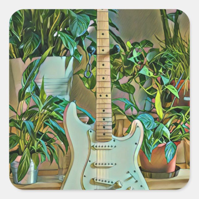 Sticker Carré Cadeaux guitaristes (Devant)