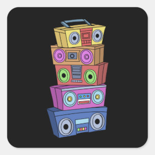 Sticker Carré Cadeaux Hip hop des années 90 Ghettoblaster Hip ho