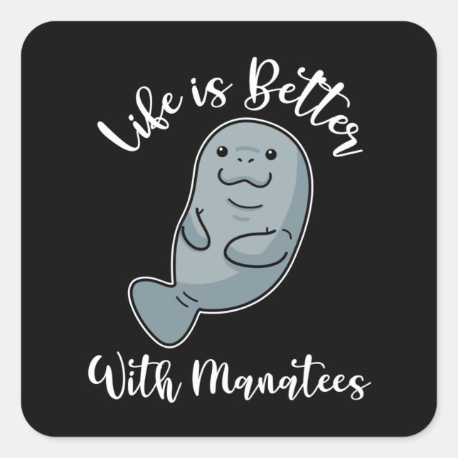 Sticker Carré Cadeaux Manatee Hommes Femmes Sauver Les Manatees (Devant)